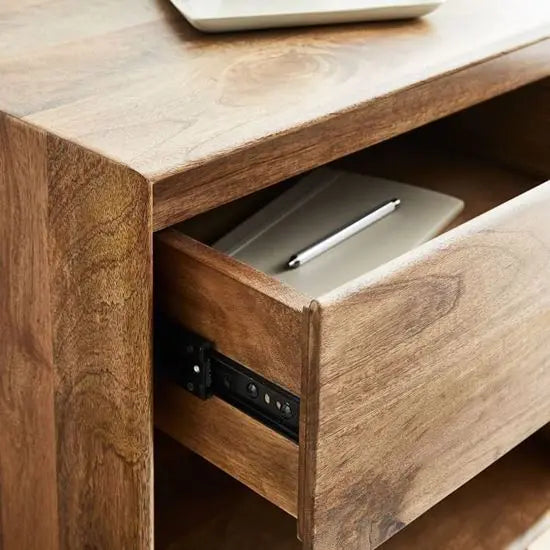 Solid Mango Wood One Drawer One Shelf Modern Bedside. 