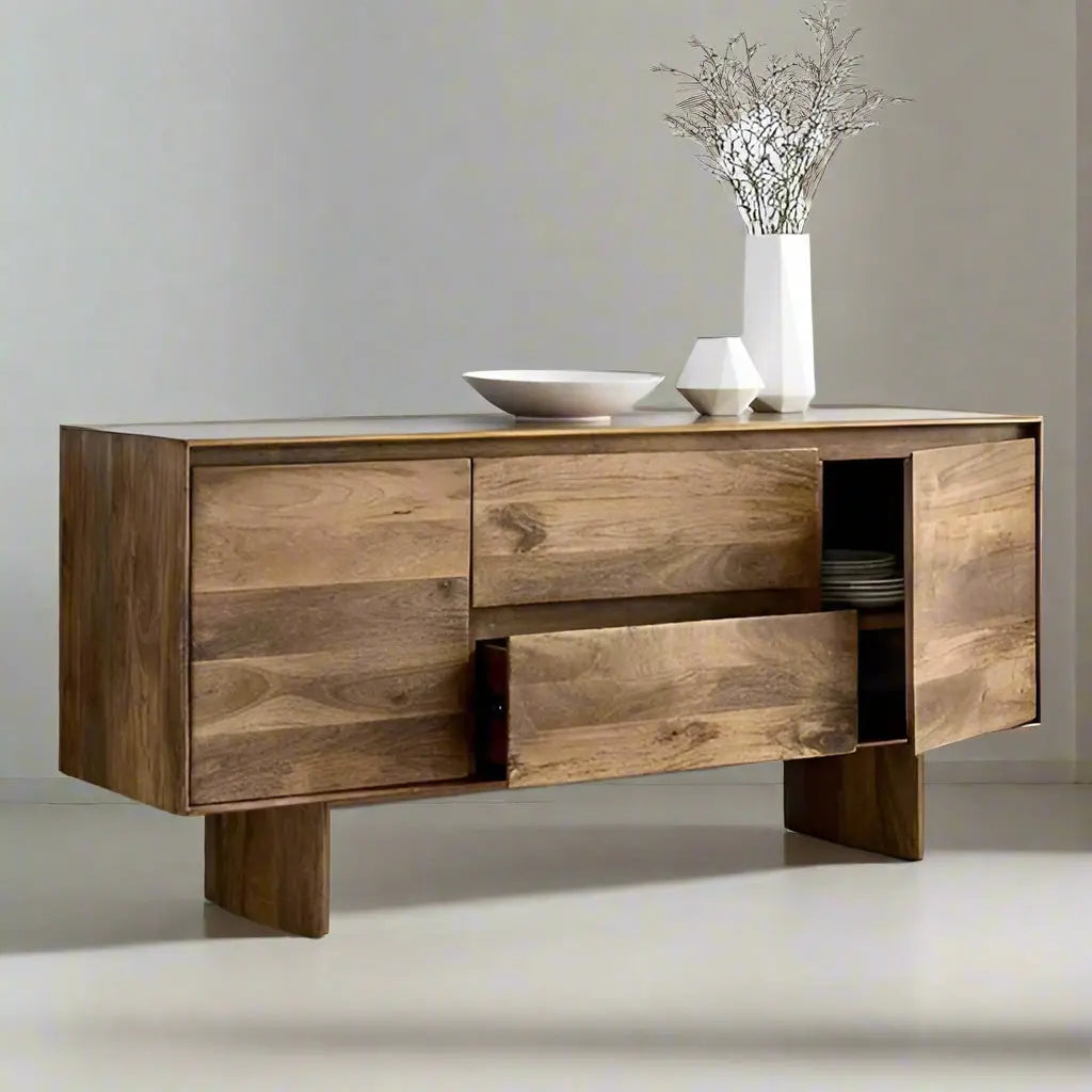 Mango Wood Two Doors and Two Drawers Modern Cabinet.