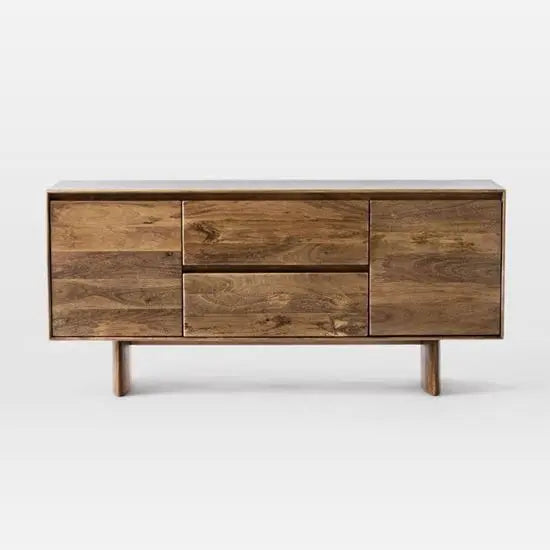 Solid Mango Wood Two Doors and Two Drawers Modern Cabinet.