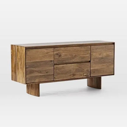 Two Doors and Two Drawers Modern Cabinet Made in Solid Mango Wood. 
