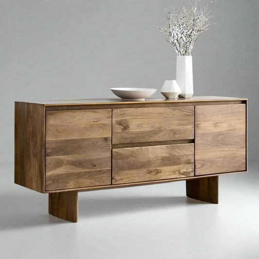 Solid Wood Two Doors and Two Drawers Modern Cabinet.