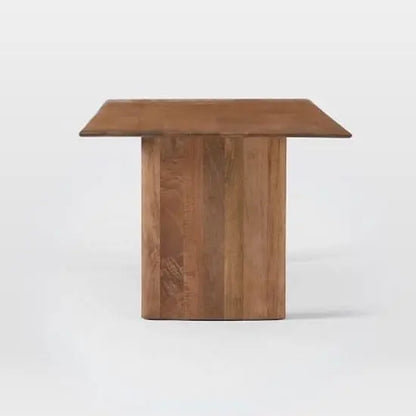 A rectangular shape Modern dining table with two benches made in solid mango wood.  