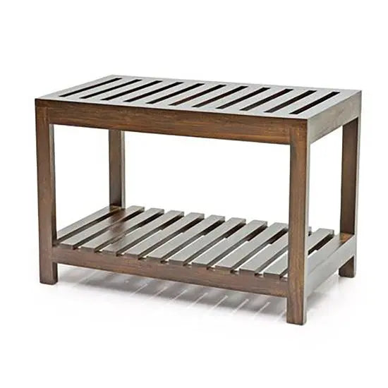 Open wooden luggage rack