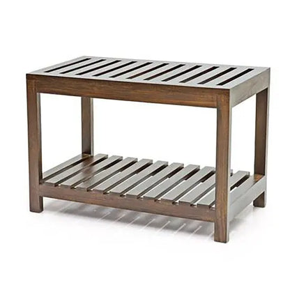 Open wooden luggage rack