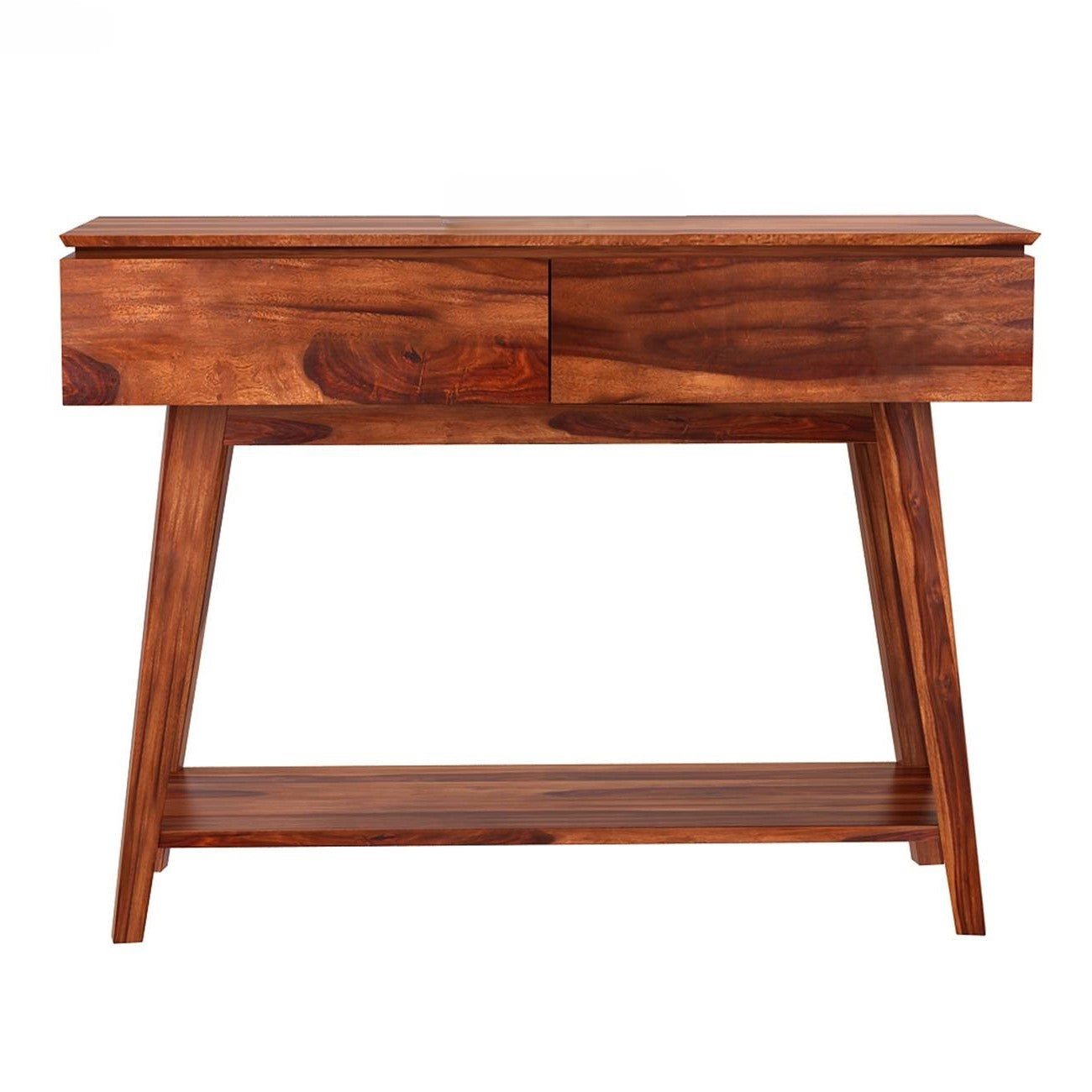 Two Drawer and One Open Shelf  Neptune Console Table made in Sheesham Wood.