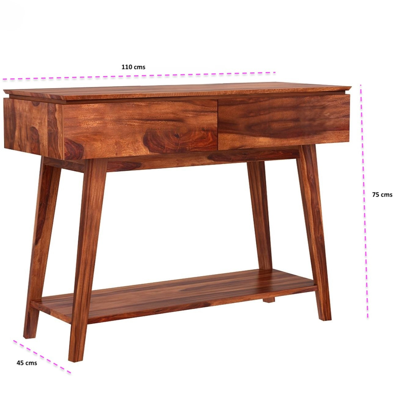 Wooden Two Drawer and One Open Shelf  Neptune Console Table.