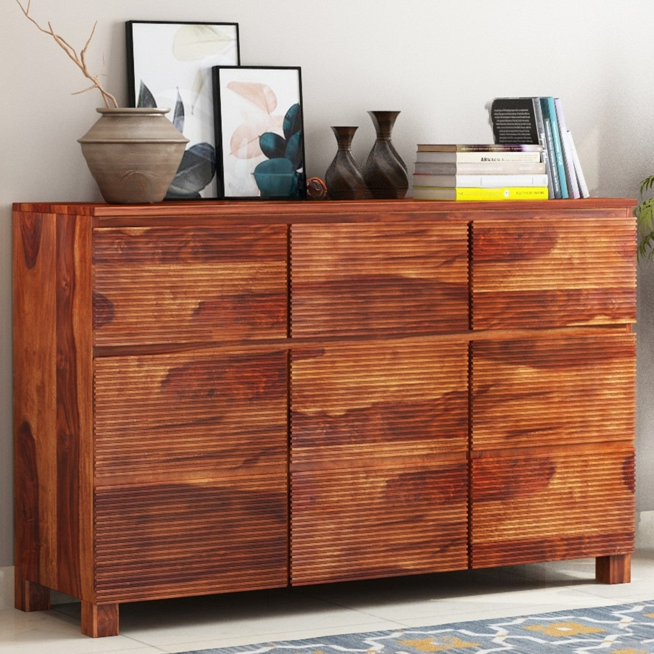 Solid Wood Three Door Three Drawer Neptune Sideboard.