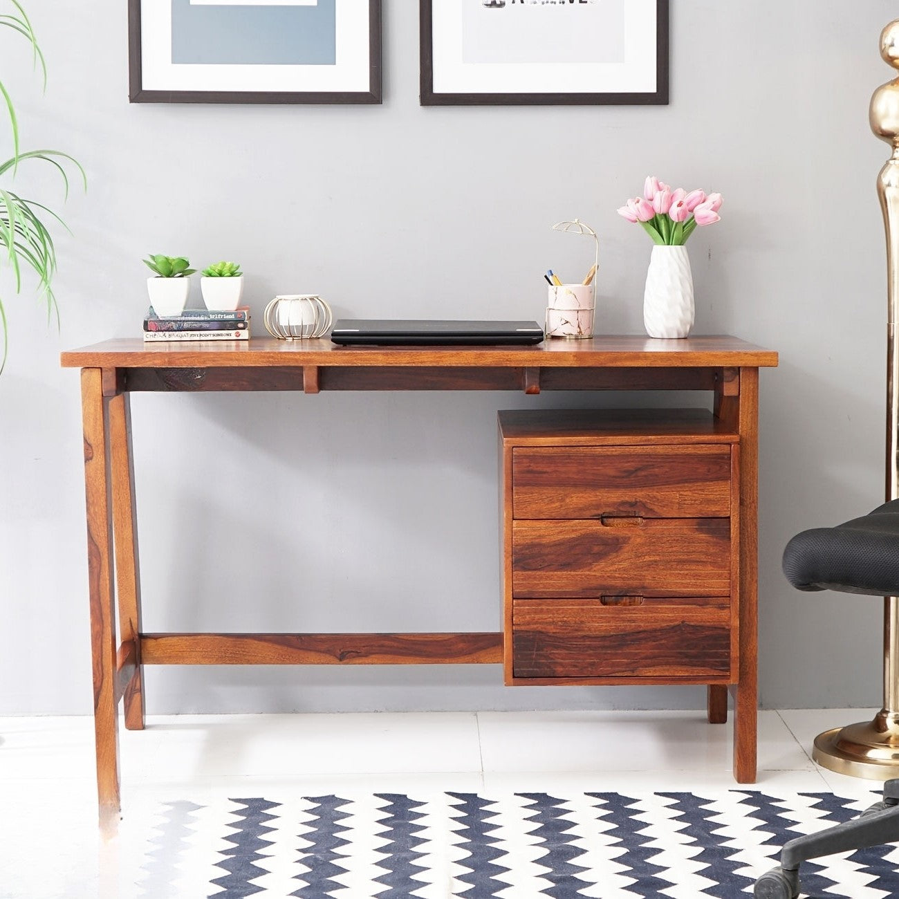 Three Drawer Neptune Study Desk Made in Solid Wood. 