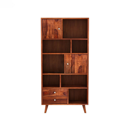  Solid Sheesham Wood Two Door Two Drawer and Six Open Shelf With tapered legs Neptune Bookshelf. 