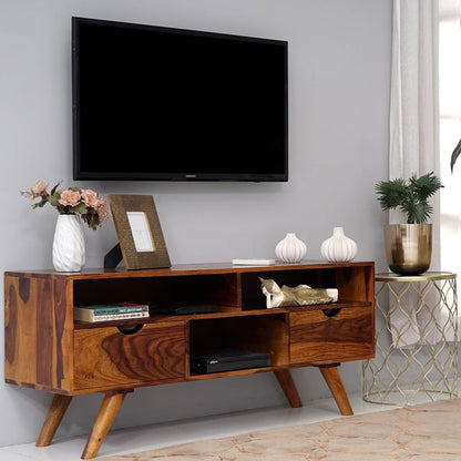 Solid Wood Three Shelf and Two Drawer Neptune Tv Cabinet. 