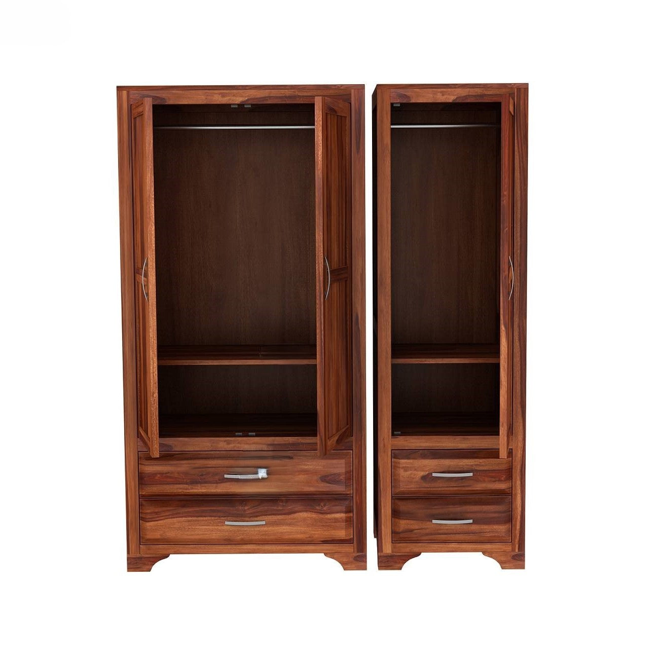 Solid Sheesham Wood Three Door and Four Drawer Neptune Wardrobe.  
