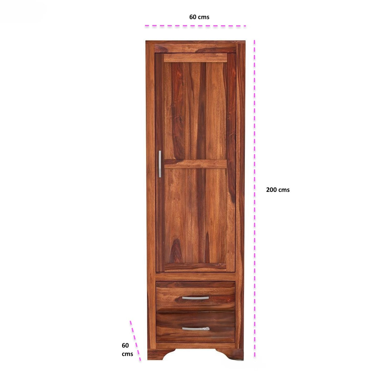 One Door and Two Drawer Neptune Wardrobe Made in Sheesham Wood. 