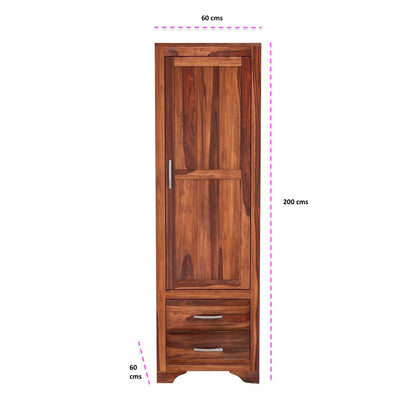 One Door and Two Drawer Neptune Wardrobe Made in Sheesham Wood. 