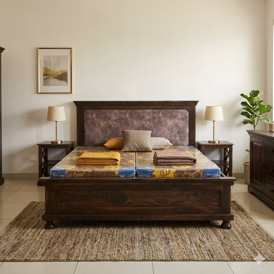 Planetarium King Size Hydrulic Design Double Bed made in Solid Sheesham Wood.