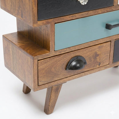 Wooden Multicolor Eight Drawers Ran Dresser.