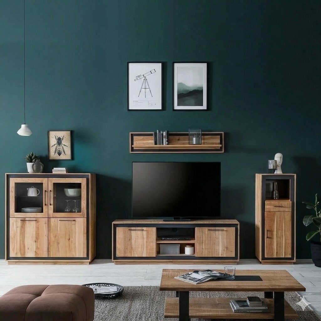 Solid wood Rustic wall Shelve With Natural and Black Finish.