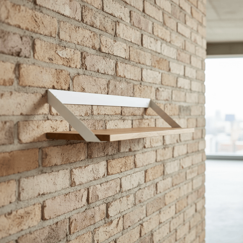 Slope Wall Shelve White Made in Mango Wood and Metal in Mango Natural  Finish With Metal White. 