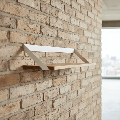 Slope Wall Shelve White Made in Mango Wood and Metal in Mango Natural  Finish With Metal White. 