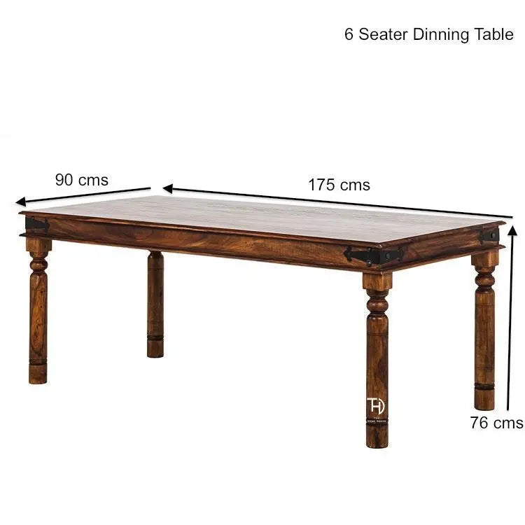 Solid Sheesham Wood A Rectangle Shaped Vintage Six seater dining Table. 