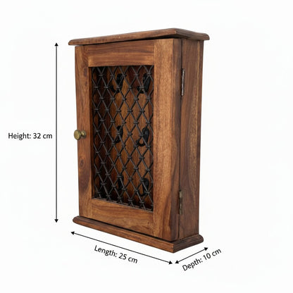 Wooden wall-mounted key holder cabinet