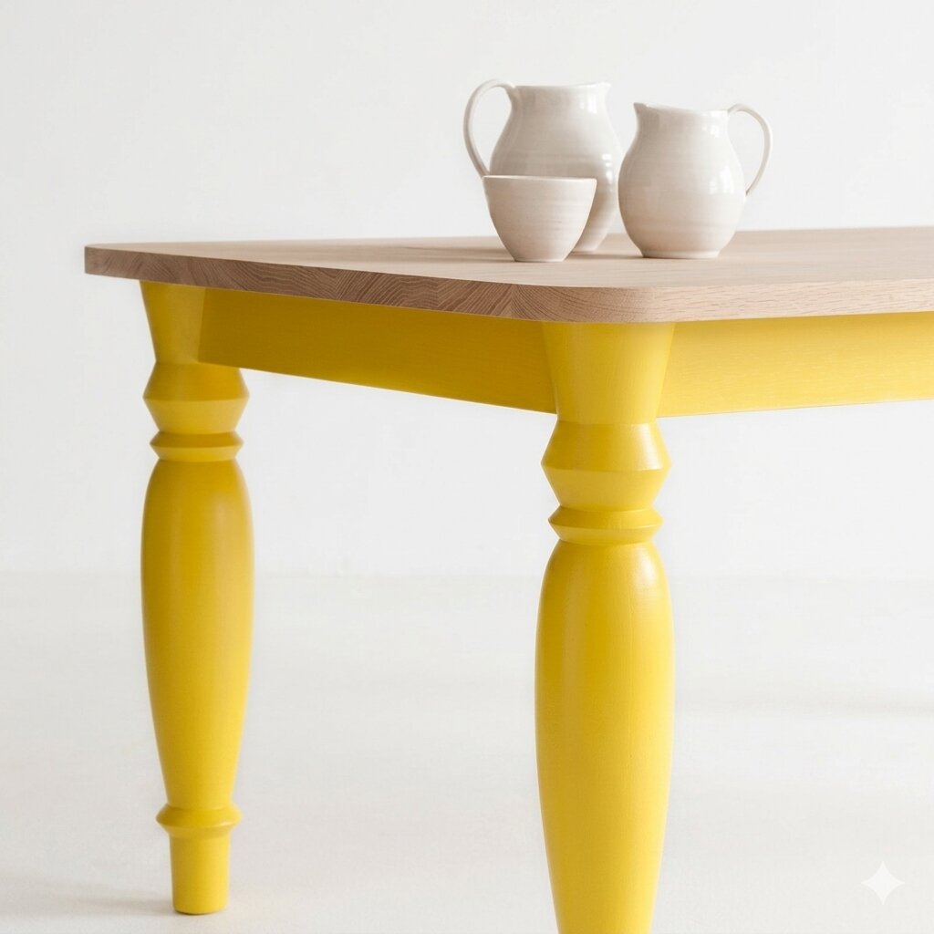 Mango Wood Top Round Edge Carved Leg Yellora Dining Table.