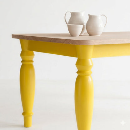 Mango Wood Top Round Edge Carved Leg Yellora Dining Table.