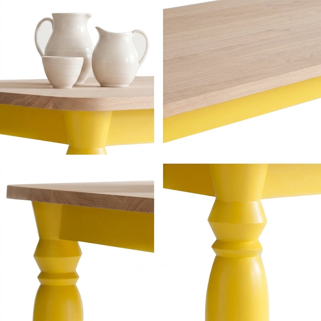 Solid Mango Wood Top Round Edge Carved Leg Yellora Dining Table.