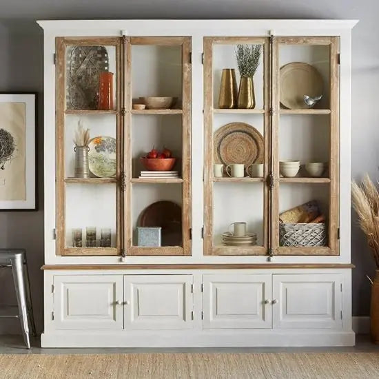 Solid Mango Wood Eight Doors Adurey Crockery Cabinet