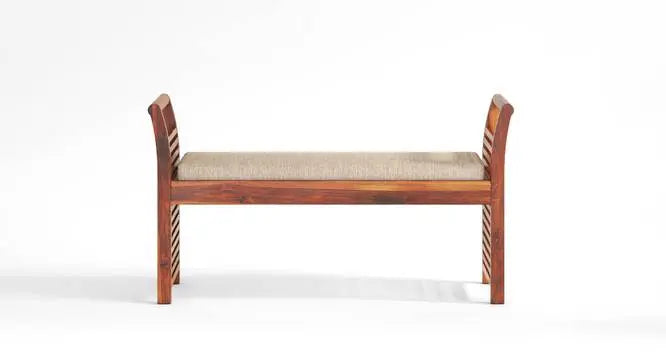 Sheesham wood strip design Aira bench with a cushion Seat.