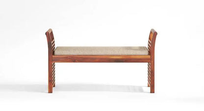 Sheesham wood strip design Aira bench with a cushion Seat.