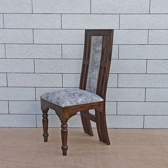Solid Sheesham Wood Strong Back and Seat upholster Alexa Dining Chair Finish in Walnut.