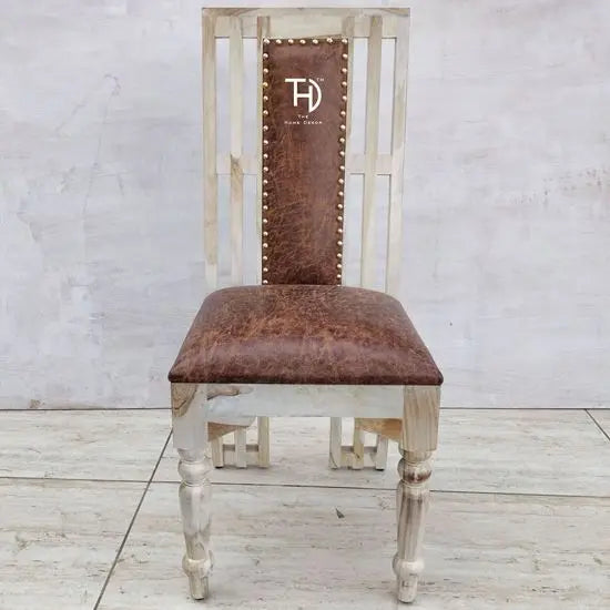 Solid Wood back and Seat Upholesterd Alexa White Dining Chair Finish in White. 