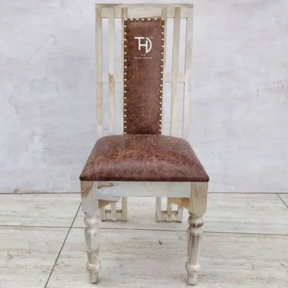 Solid Wood back and Seat Upholesterd Alexa White Dining Chair Finish in White. 
