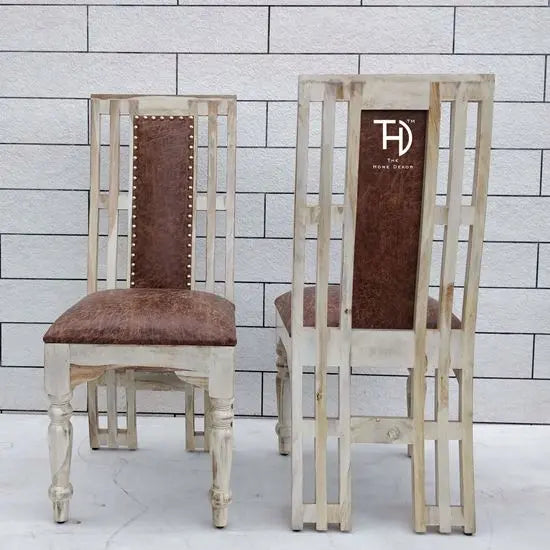 Solid Sheesham Wood back and Seat Upholesterd Alexa White Dining Chair Finish in White. 