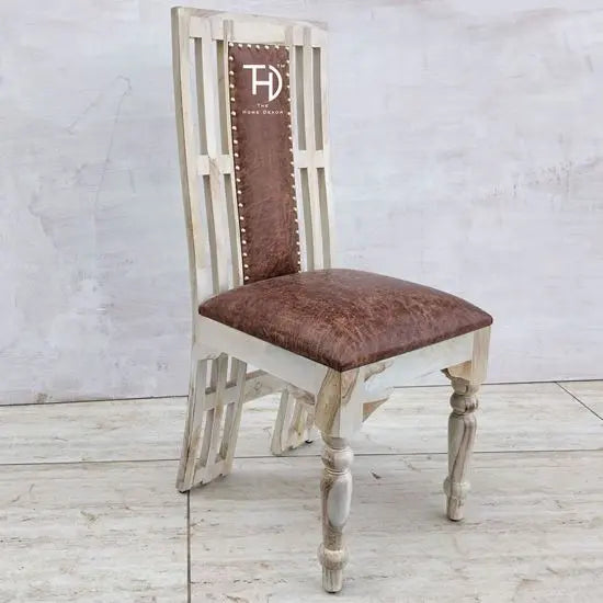 Wooden back and Seat Upholesterd Alexa White Dining Chair Finish in White. 