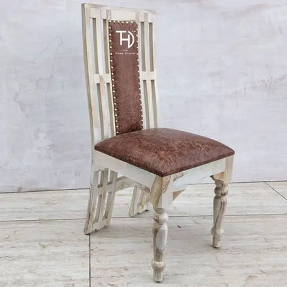 Wooden back and Seat Upholesterd Alexa White Dining Chair Finish in White. 