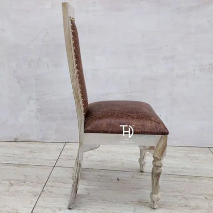Sheesham Wood back and Seat Upholesterd Alexa White Dining Chair Finish in White. 
