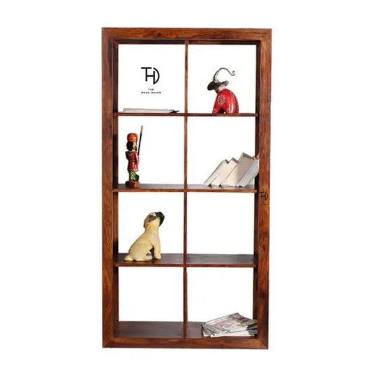 Eight Shelf Alpha Design Bookcase Honey Made in Solid Sheesham Wood. 