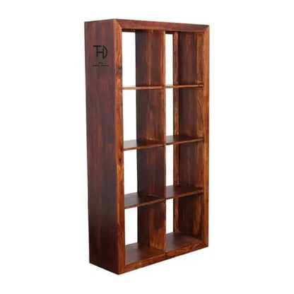 Sheesham Wood Eight Shelf Alpha Design Bookcase Honey. 