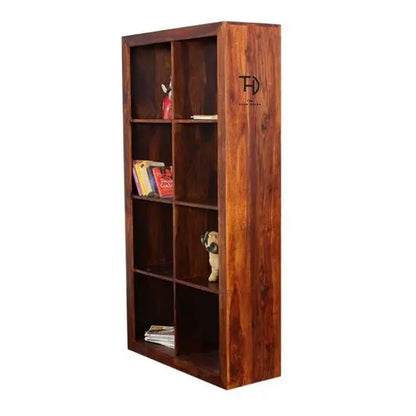 Solid Wood Eight Shelf Alpha Design Bookcase Honey. 