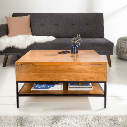 Solid wood and Metal frame Ama Lift Top Coffee Table.