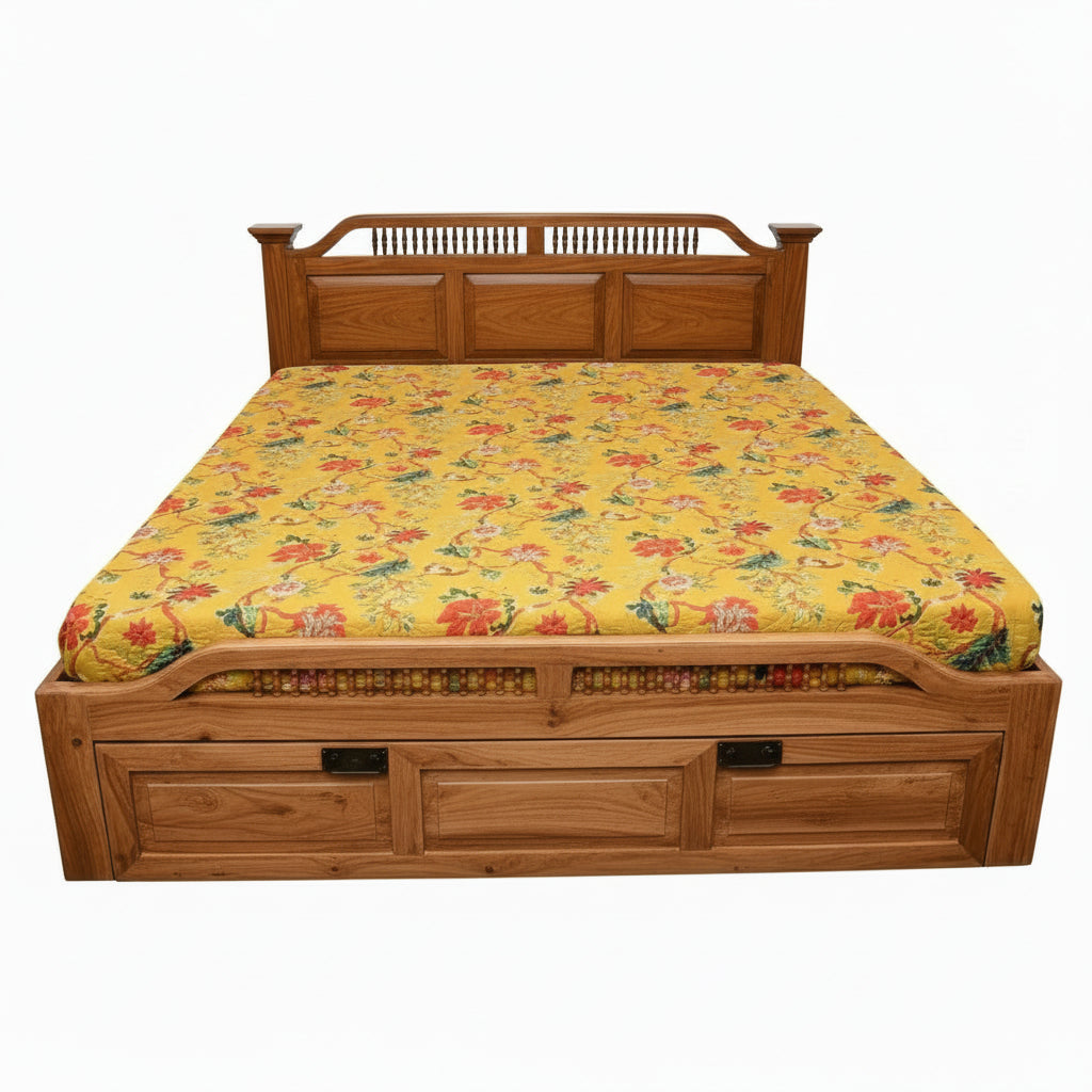 Traditional design bed with drawer and storage