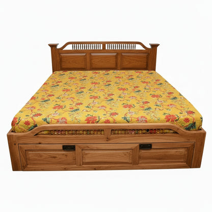 Traditional design bed with drawer and storage