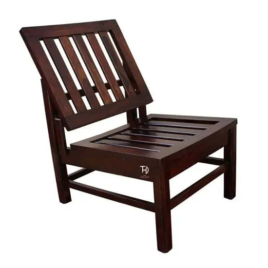 Solid Sheesham Wood Low Height Chair in Walnut Finish. 