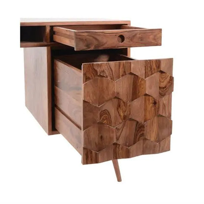 Two Drawer One Open Shelf Ara Study Table made in Solid Sheesham Wood. 