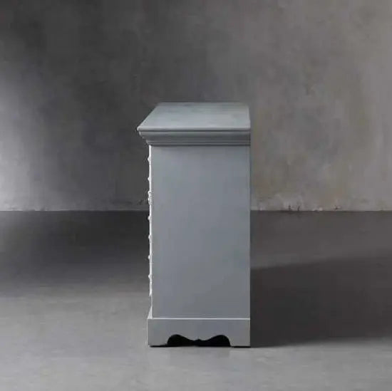 Solid Mango Wood Four Doors Artistic Sideboard. 