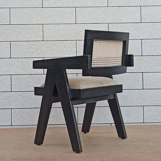Wooden and Natural Cane Atlanta Chair Black. 
