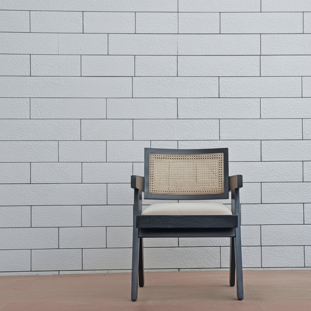 Solid Wood and Natural Cane Atlanta Chair Black Made in Mango Wood.