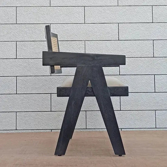 Atlanta Chair Black Made in Solid Mango Wood and Natural Cane. 