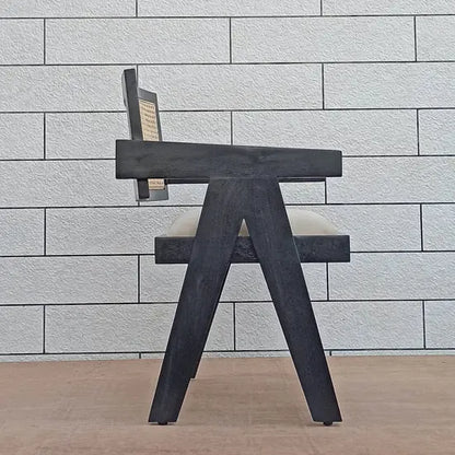 Atlanta Chair Black Made in Solid Mango Wood and Natural Cane. 